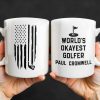 World's Okayest Golfer, Golf Flag and Distressed American Flag - Personalized Custom Coffee Mug - GOLF002_MG