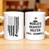 World's Okayest Golfer, Golf Flag and Distressed American Flag - Personalized Custom Coffee Mug - GOLF002_MG