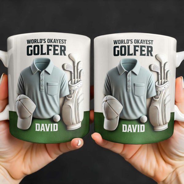 World's Okayest Golfer, Golf Shirt, Golf Clubs, Golf Cap - Personalized Custom Coffee Mug - FAM318_MG