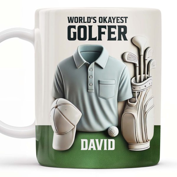 World's Okayest Golfer, Golf Shirt, Golf Clubs, Golf Cap - Personalized Custom Coffee Mug - FAM318_MG