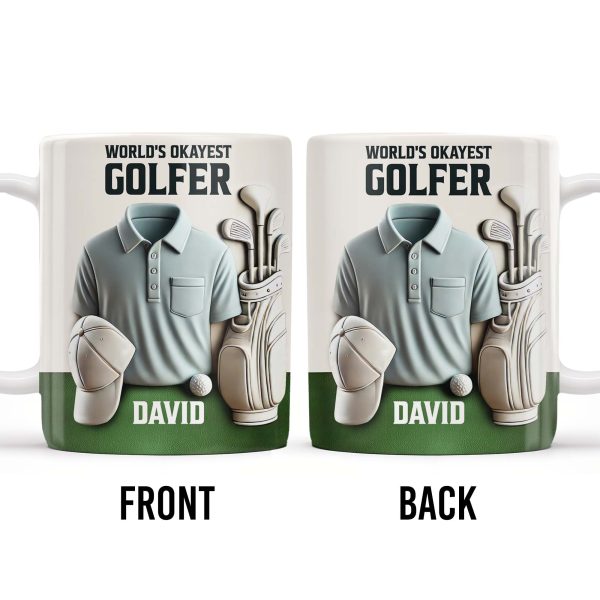 World's Okayest Golfer, Golf Shirt, Golf Clubs, Golf Cap - Personalized Custom Coffee Mug - FAM318_MG