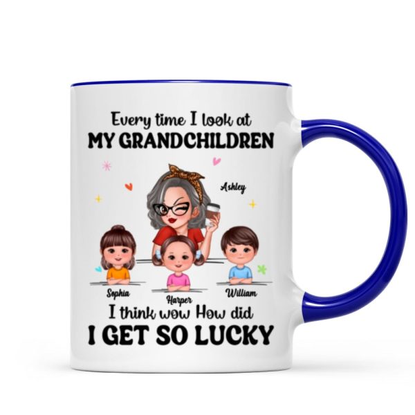Wow How Did I Get So Lucky Personalized Mug, Gift For Grandma