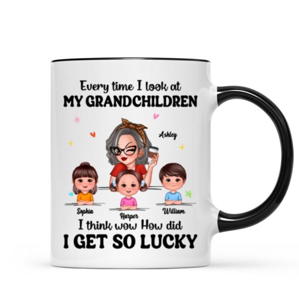 Wow How Did I Get So Lucky Personalized Mug, Gift For Grandma