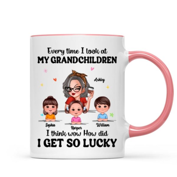 Wow How Did I Get So Lucky Personalized Mug, Gift For Grandma