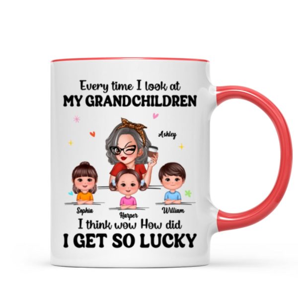 Wow How Did I Get So Lucky Personalized Mug, Gift For Grandma