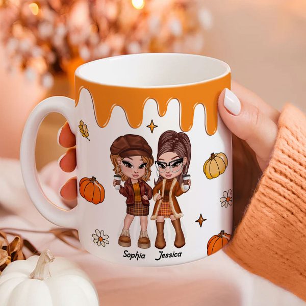 Y2K Besties Sisters Fall Season Pumpkin Spice Latte 3D Printed Personalized AOP Mug