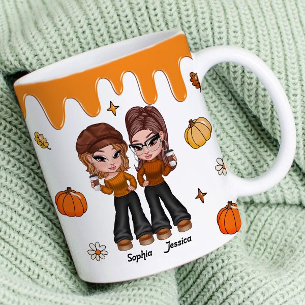 Y2K Besties Sisters Fall Season Pumpkin Spice Latte 3D Printed Personalized AOP Mug