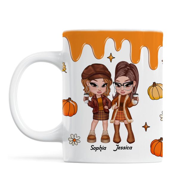 Y2K Besties Sisters Fall Season Pumpkin Spice Latte 3D Printed Personalized AOP Mug