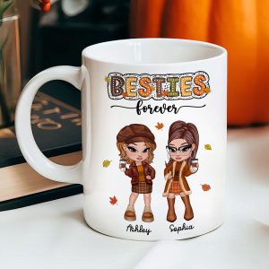 Y2K Fall Season Best Friends Sisters Colorful Pattern Personalized Mug, Gift For Besties