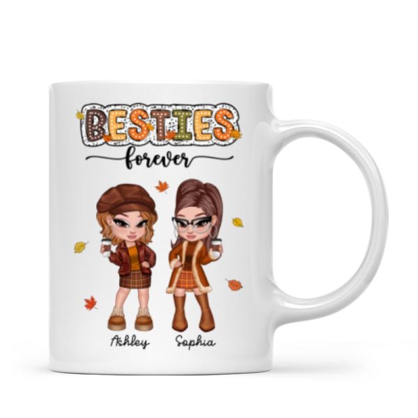 Y2K Fall Season Best Friends Sisters Colorful Pattern Personalized Mug, Gift For Besties