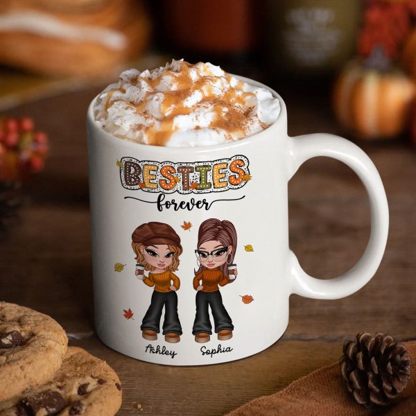 Y2K Fall Season Best Friends Sisters Colorful Pattern Personalized Mug, Gift For Besties