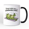 Yoga Frog Downward Spiral Personalized Mug, Funny Mental Health Humor Gift with Custom Name