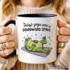 Yoga Frog Downward Spiral Personalized Mug, Funny Mental Health Humor Gift with Custom Name