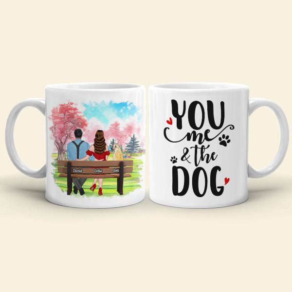 You And Me And The Dog Personalized Mug, Couple Gift