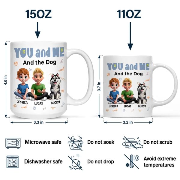 You and Me and the Dogs - Personalized Ceramic Mug for Couples & Dog Lovers, Cute Custom Gift for Valentine's Day & Anniversaries