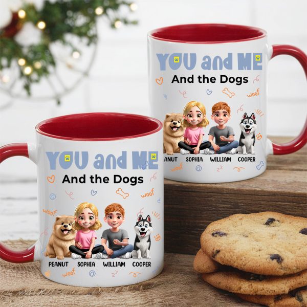 You and Me and the Dogs - Personalized Ceramic Mug for Couples & Dog Lovers, Cute Custom Gift for Valentine's Day & Anniversaries