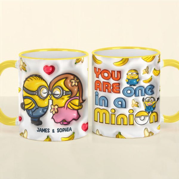 You Are One In A Million - Personalized 3D Inflated Effect Accent Mug - Gift For Yellow Monster Couple HH01