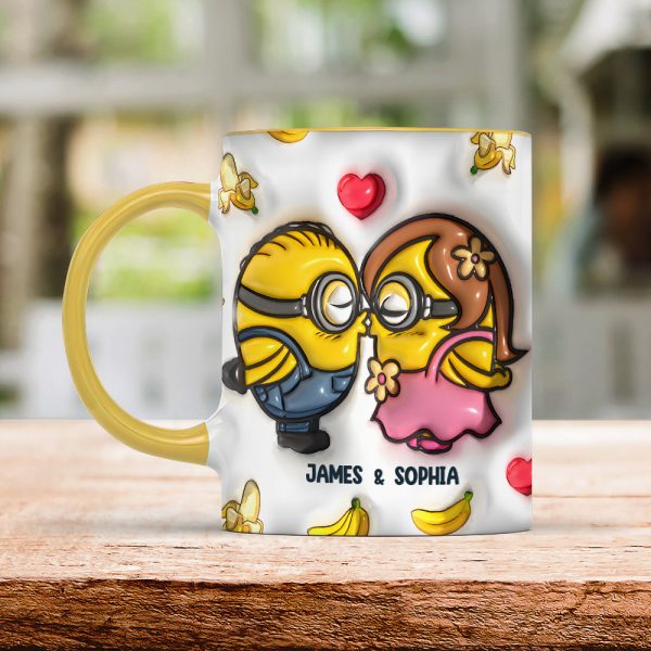 You Are One In A Million - Personalized 3D Inflated Effect Accent Mug - Gift For Yellow Monster Couple HH01