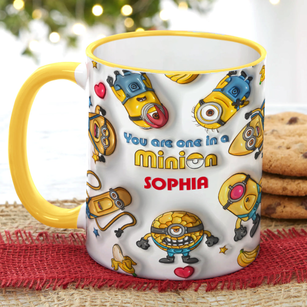 You Are One In A Million - Personalized  3D Inflated Effect Accent Mug - Gift For Yellow Monster Fan HH01