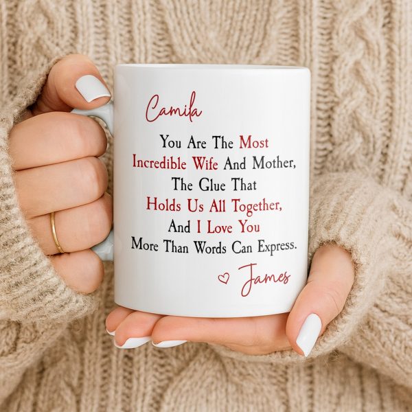 You Are The Most Incredible Wife And Mother Heart - Personalized Custom Coffee Mug - WIF067_MG