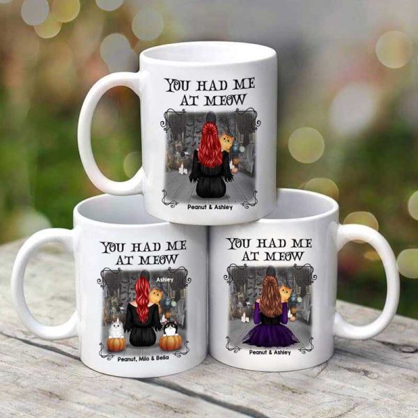 You Had Me At Meow Halloween Cat Mom Personalized Mug