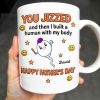You Jizzed And Then I Built A Human With My Body, Happy Father's Day, Sperm Character, Stars, Smiley Faces - Personalized Custom Coffee Mug - DAD167_MG