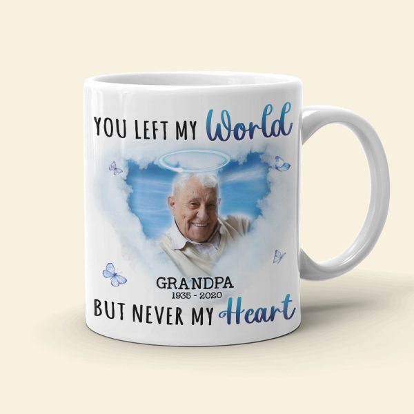 You Left My World But Never My Heart, Custom Photo Coffee Mug, Heaven Gift, Memorial Gifts