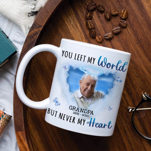 You Left My World But Never My Heart, Custom Photo Coffee Mug, Heaven Gift, Memorial Gifts