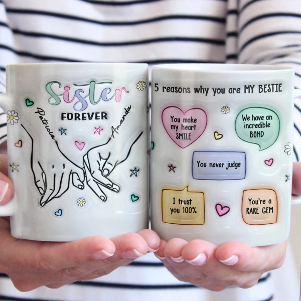 You Make My Heart Smile - Bestie Personalized Custom 3D Inflated Effect Printed Mug - Gift For Best Friends, BFF, Sisters, Coworkers