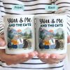 You & Me And The Cats - Gift For Couples, Cat Lovers, Cat Mom, Cat Dad - Personalized Mug
