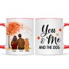 You Me And The Dog Cat Fall Season Couple Back View Pet Lover Personalized Mug