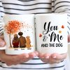 You Me And The Dog Cat Fall Season Couple Back View Pet Lover Personalized Mug