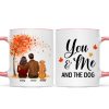 You Me And The Dog Cat Fall Season Couple Back View Pet Lover Personalized Mug