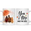 You Me And The Dog Cat Fall Season Couple Back View Pet Lover Personalized Mug