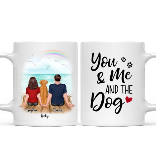 You & Me And The Dogs Back View Couple Personalized Mug