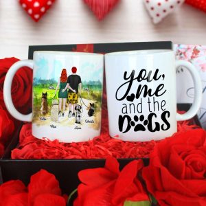 You, Me And The Dogs, Personalized Mug, Gift For Dog Lover Couple