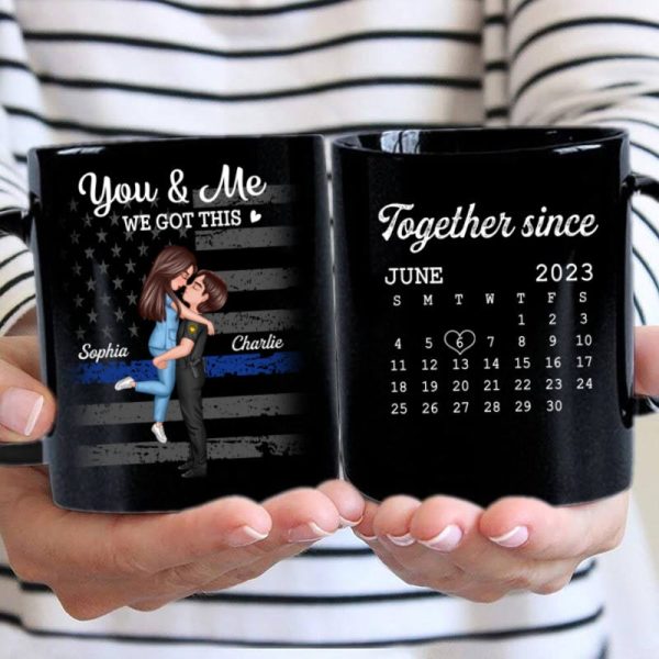 You & Me We Got This Hero Couple Hugging Kissing Anniversary Calendar Keepsake Personalized Mug