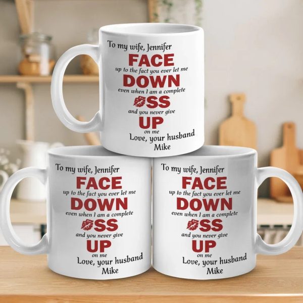 You Never Give Up On Me - Couple Personalized Custom Mug - Christmas Gift For Husband Wife, Anniversary