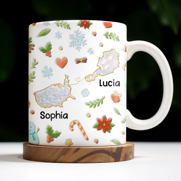 You Seriously Live Too Far, Countries Map And Hearts Design - Personalized Custom Coffee Mug - BST422_MG
