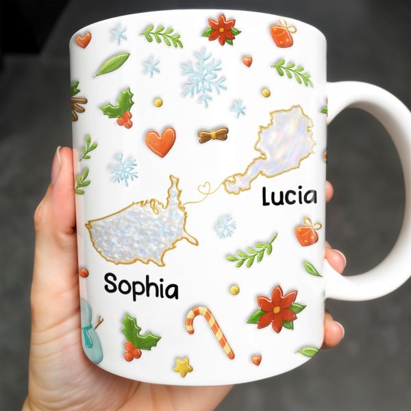 You Seriously Live Too Far, Countries Map And Hearts Design - Personalized Custom Coffee Mug - BST422_MG