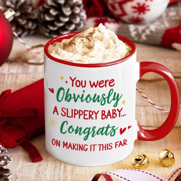 You Were Obviously A Slippery Baby, Gift For Couple, Personalzied Accent Mug, Christmas Gift