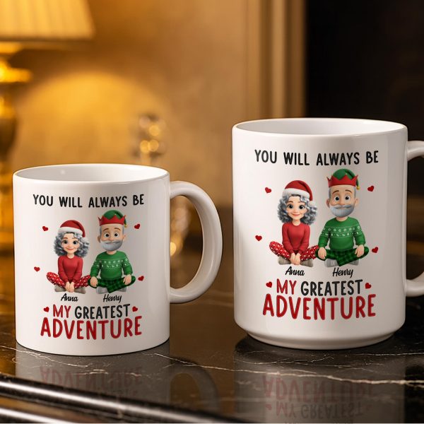 You Will Always Be My Greatest Adventure With Hearts And Santa Hats - Personalized Custom Coffee Mug - CPL1035_MG