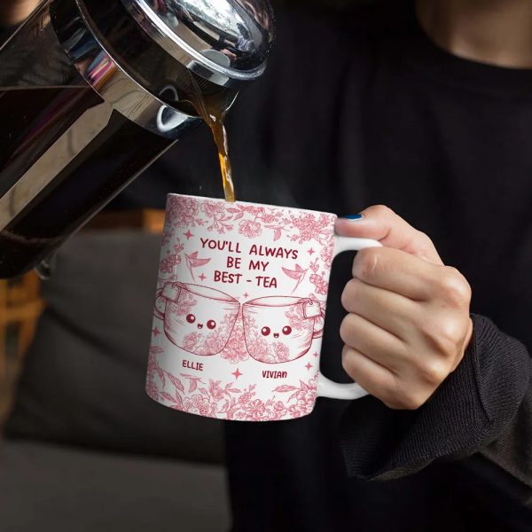 You'll Always Be My Best-Tea Toile - Personalized White Edge-to-Edge Mug
