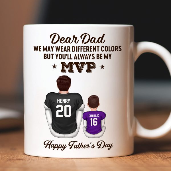 You'll Always Be My MVP Divided Funny Gift For American Football Dad Personalized Mug