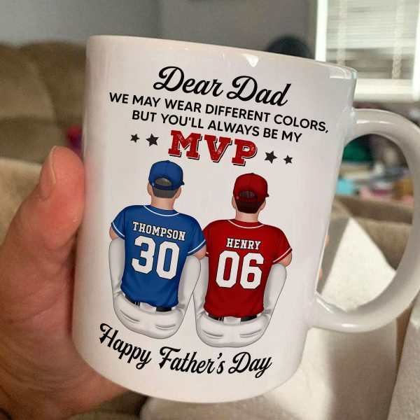 You'll Always Be My MVP Divided Funny Gift For Baseball Dad Personalized Mug
