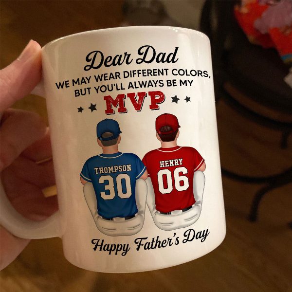 You'll Always Be My MVP Divided Funny Gift For Baseball Dad Personalized Mug