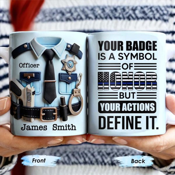 Your Badge Is A Symbol Of Honor With American Flag - Personalized Custom Coffee Mug - SON059_MG
