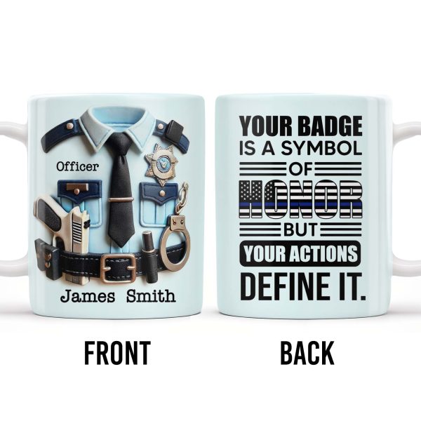 Your Badge Is A Symbol Of Honor With American Flag - Personalized Custom Coffee Mug - SON059_MG