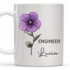 Your Job and Your Name, Flower Design - Personalized Custom Coffee Mug - GRAD273_MG