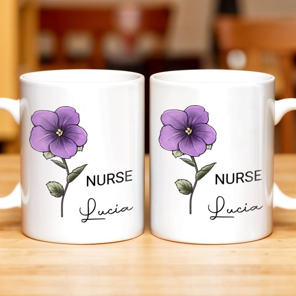 Your Job and Your Name, Flower Design - Personalized Custom Coffee Mug - GRAD273_MG